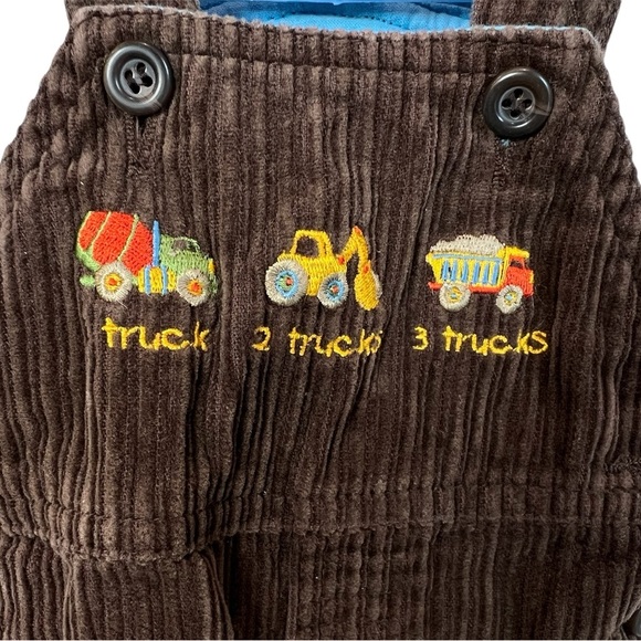Please Mum Corduroy Truck Theme Brown Overalls Newborn - Picture 2 of 5